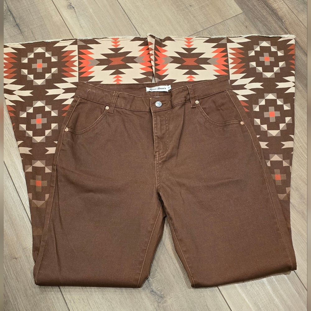 Ranch Dress'n Womens Flare Jeans Brown Size 10 Tall